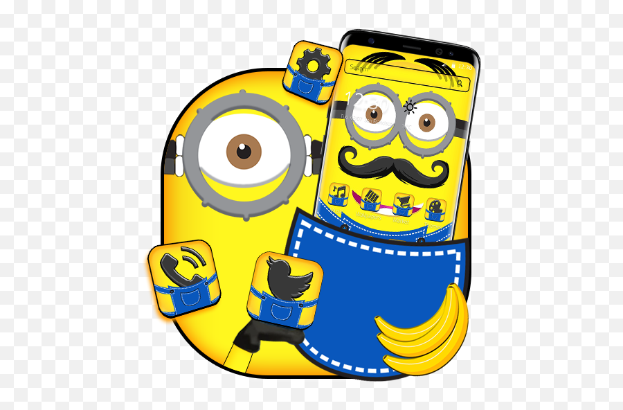 Cute Yellow Moustache Face Theme U2013 Google Play - Happy Emoji,Minion Emoji For Android