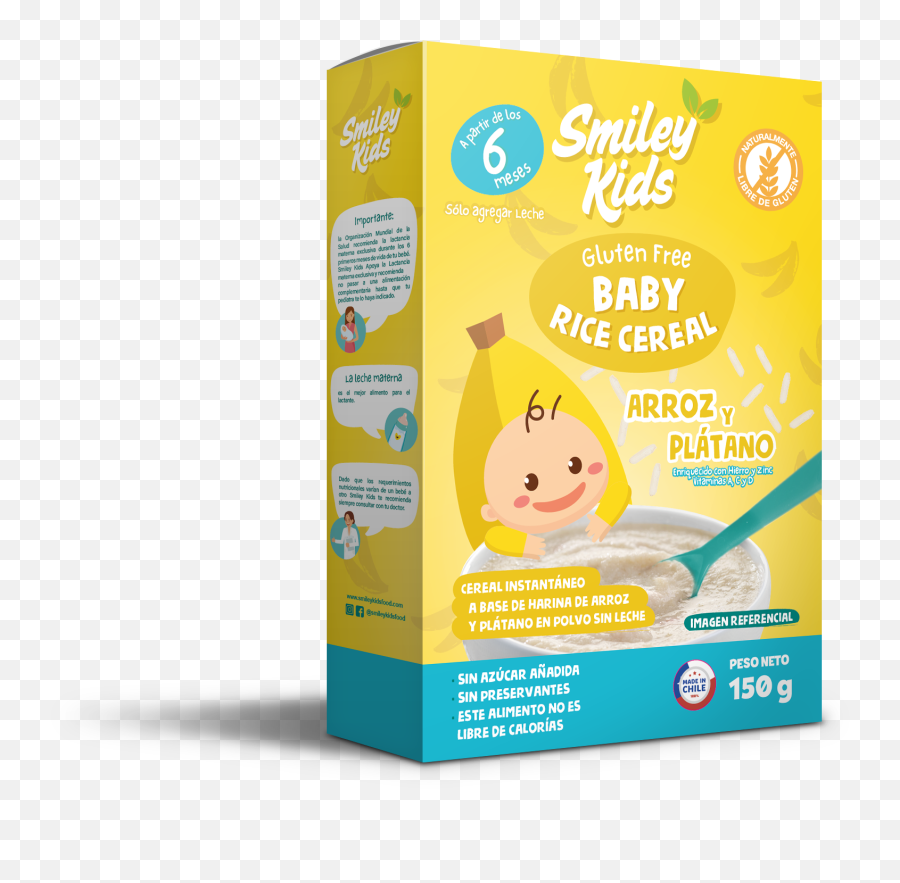 Cereal Gluten Free Banana Smiley Kids U003e Smiley Kids - Smiley Kids Baby Rice Emoji,Emoticon Whatsapp Pulgar Arriba