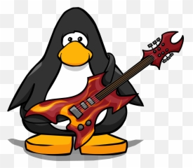Hard Rock Clipart Sign - Penguin From Club Penguin Png Club Penguin Penguin Original Emoji,Emoticon Guitar Player