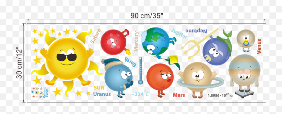 3d Cartoon Nine Planets Luminous Wall - Cartoon Solar System Aliexpress Wall Stickers Kindergarten Classroom Emoji,Emoji Wall Stickers