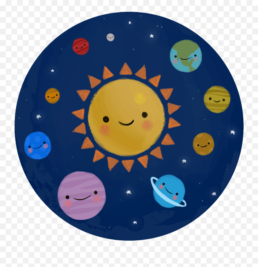 Vinilo Galaxia Feliz Sistema Solar - Wall Stickers Space Solar System Tenstickers Emoji,Imagen De Emoticon Con Sueño