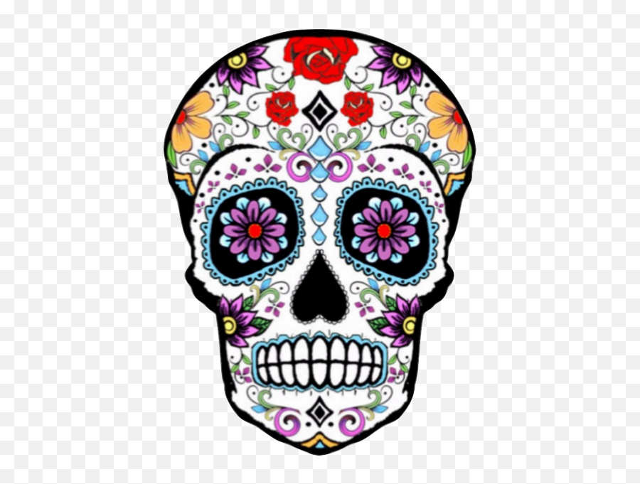 Sugar Skull A - Sugar Skull Temp Tatoo Emoji,Skulll And Crossbones Emoji