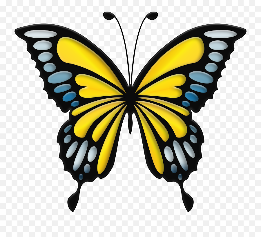 Yellow Butterfly Png - Blue And Yellow Butterfly Emoji,Emotion Butterflies