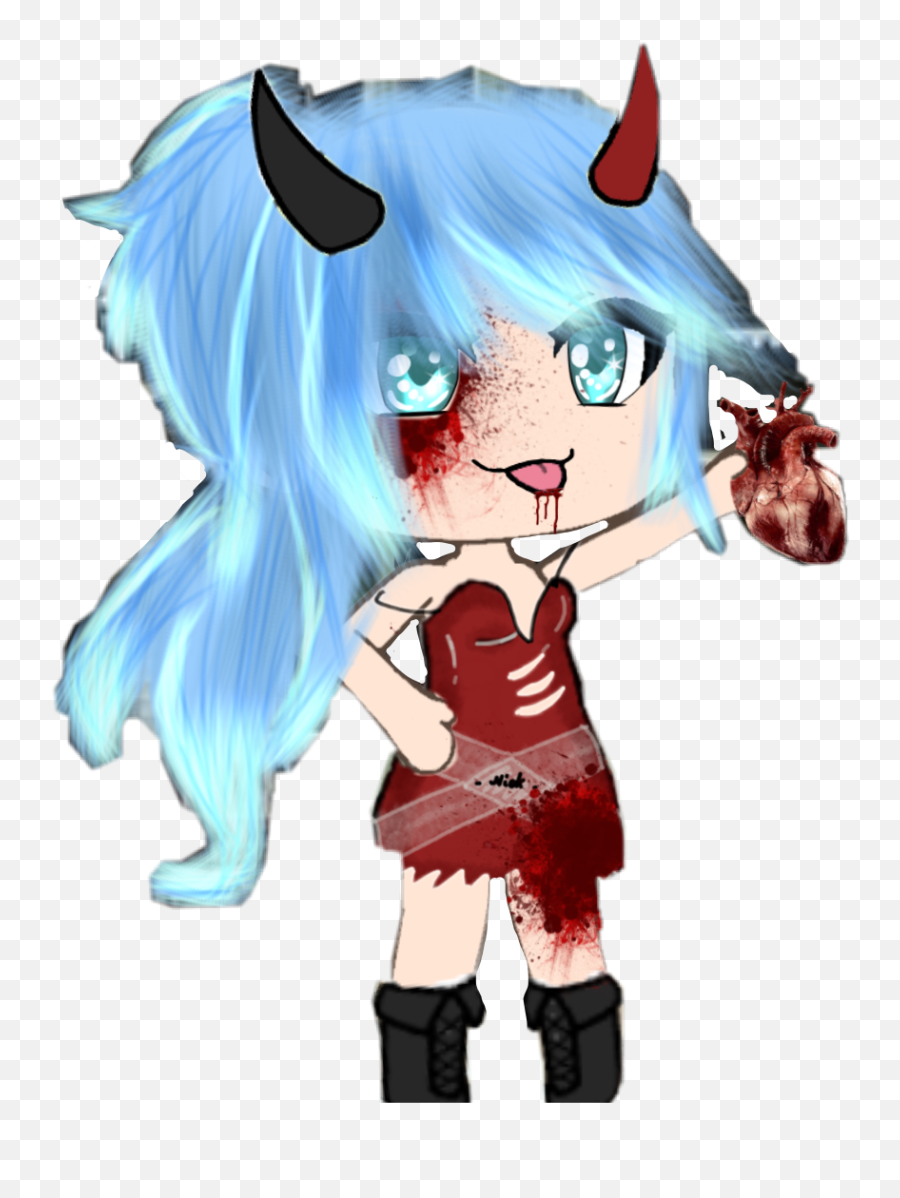 Red Gacha Blue Girl Black Sticker - Fictional Character Emoji,Emoji Girl Halloween Costume