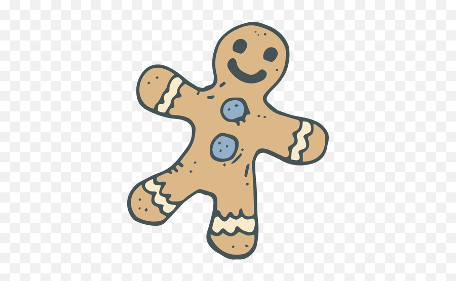 Gingerbread Man Hand Drawn Cartoon Icon 48 Transparent Png Emoji,Ginerbread Emoji