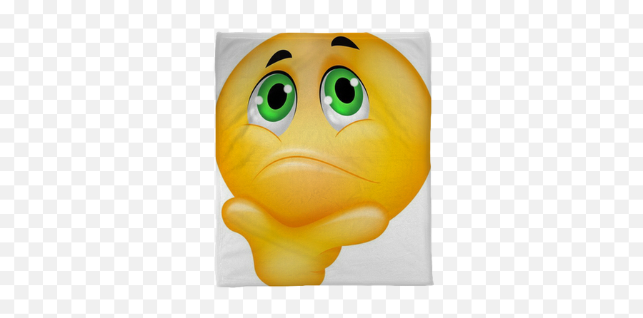 Plush Blanket Smiley Emoticon Cartoon Thinking - Pixersus Emoji,Plush Emoji