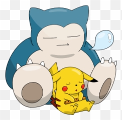 Pikachu And Snorlax Sleeping - Pikachu And Snorlax Emoji,Sleepy Flower Girl Emoji