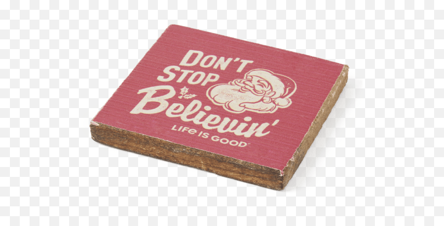 Sale Santa Donu0027t Stop Believinu0027 Rustic Wooden Coaster Life - Book Cover Emoji,Emoji Book Covers