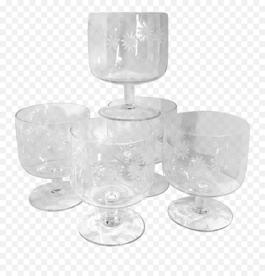Dessert Dish Set Of Four Sherbet Glass Clear Embossed - Serveware Emoji,Emoticon Champagne Glass