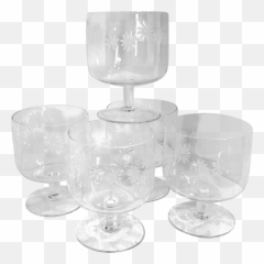 Dessert Dish Set Of Four Sherbet Glass Clear Embossed - Serveware Emoji,Emoticon Champagne Glass