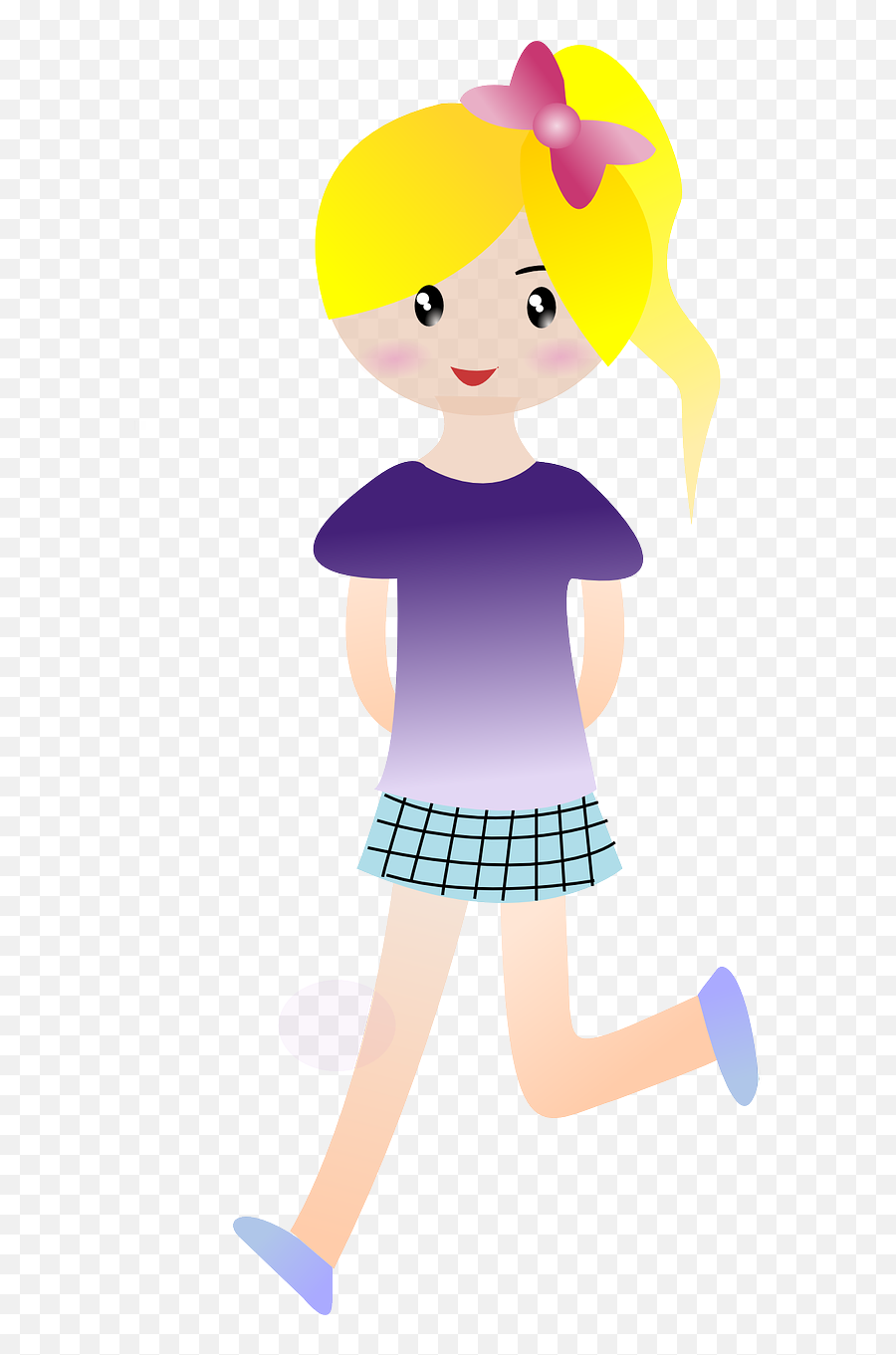 Girl Ponytail Running Walking Png Image - Caminar Niña Emoji,Emotion Charecters Clip Art