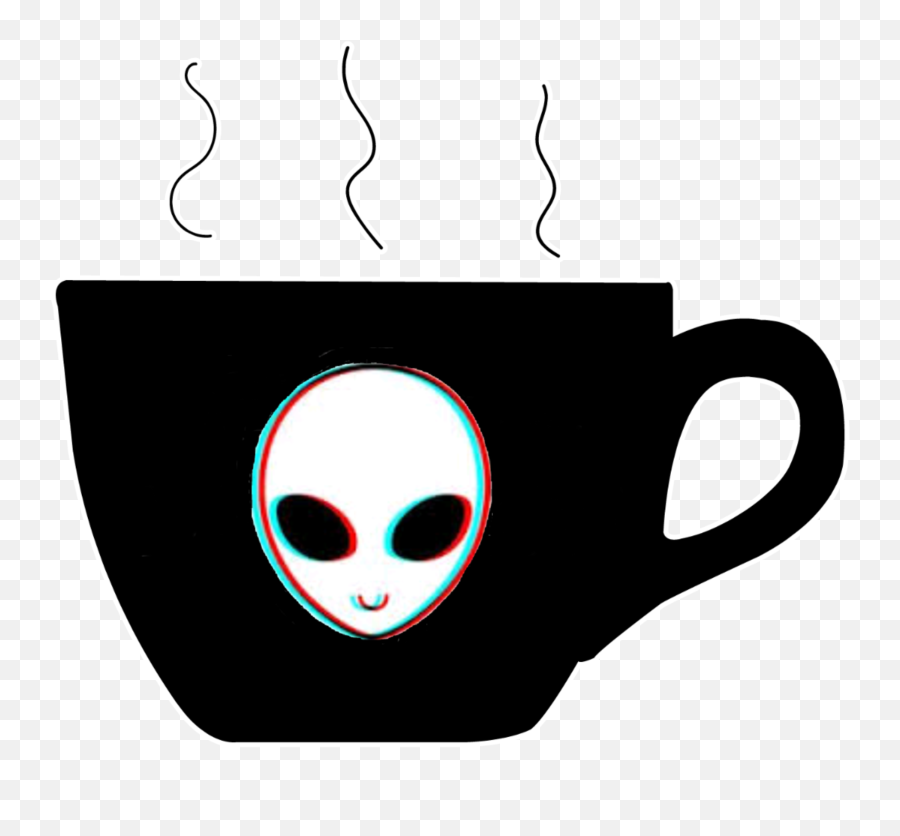 Alien Coffee Sticker Dark Sticker - Serveware Emoji,Alien Emoji Outline