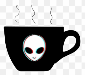 Alien Coffee Sticker Dark Sticker - Serveware Emoji,Alien Emoji Outline