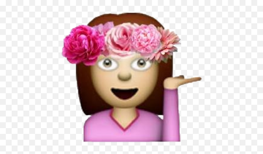 Girlemoji Emoji Sticker - Transparent Background Hair Flip Emoji,Girl Emoji With Flower Crown