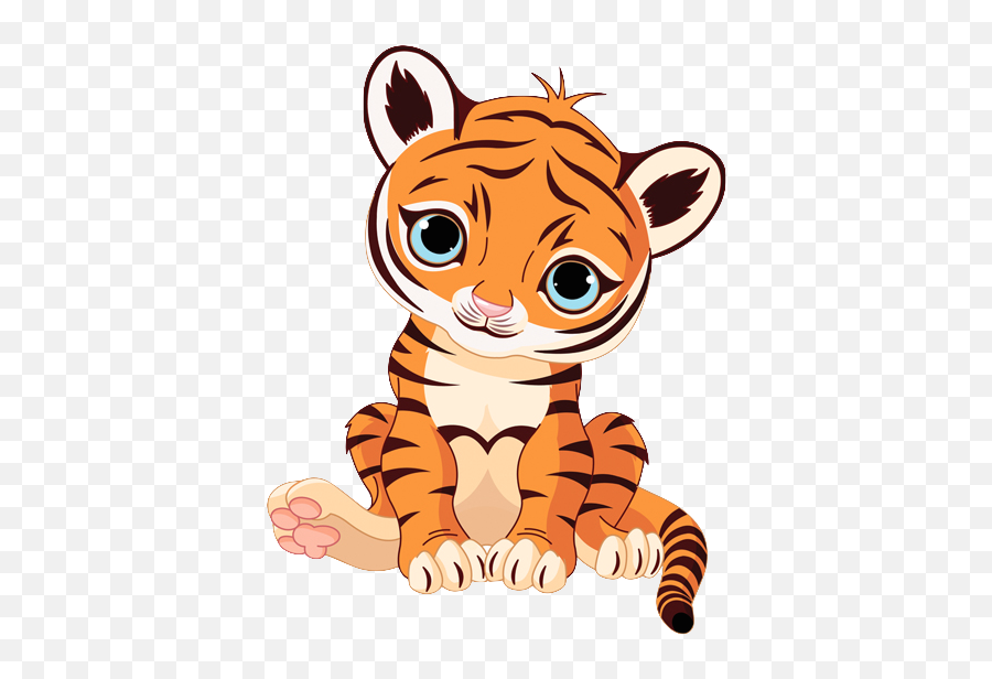 Cute Cartoon Tiger Cub Clipart - Tiger Cub Cartoon Emoji,Cute Tiger Emoji Transparent