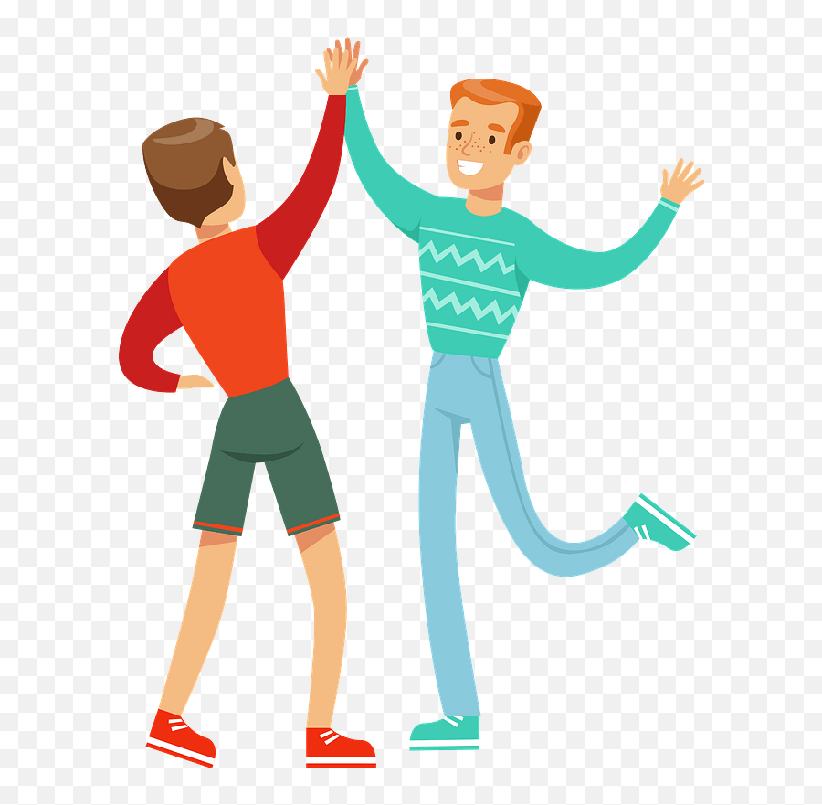 Men Friends Clipart - Friends High Five Drawing Png Ting Tong Birthday Wishes Emoji,Emojis For Hi5