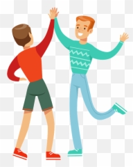 Men Friends Clipart - Friends High Five Drawing Png Ting Tong Birthday Wishes Emoji,Emojis For Hi5