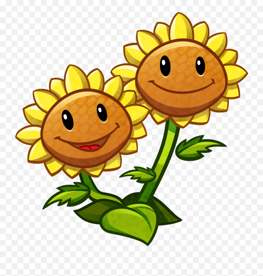 Twin Sunflower Plants Vs Zombies Heroes Plants Vs - Plants Vs Zombies Clipart Emoji,Double V Emoticon