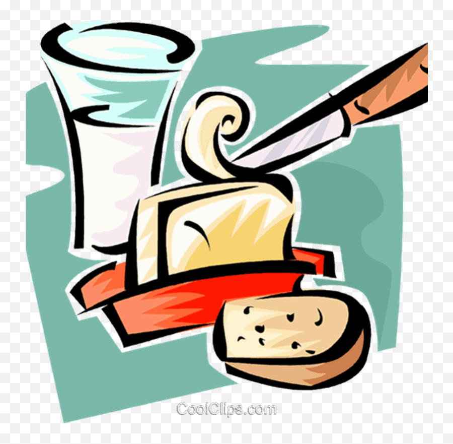 Glass Of Milk Butter And Bread Royalty Free Vector - Milk Emoji,Loaf Ofbread Emoticon