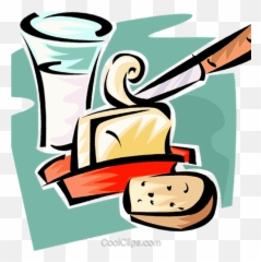 Glass Of Milk Butter And Bread Royalty Free Vector - Milk Emoji,Loaf Ofbread Emoticon