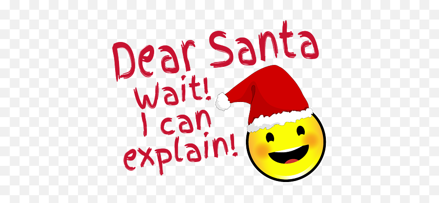 Dear Santa Wait I Can Explain Funny Emoji In Santa Hat Throw Pillow - Happy,Funny Emoji