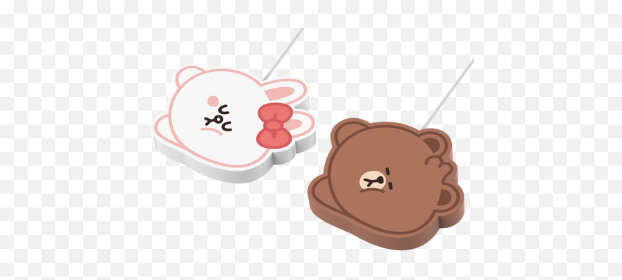 Line Friends Meets Thecoopidea Wireless Charging Pad - Mini Cony Emoji,Teddy Bear Aesthetic Emoji
