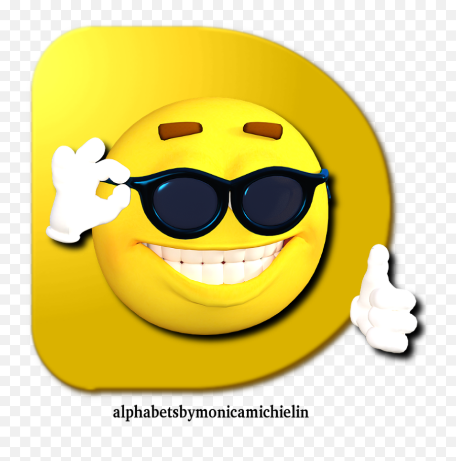 Monica Michielin Alphabets Yellow Smile Sunglasses Alphabet Emoji,Alphabit Emoji