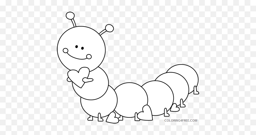 Black And White Caterpillar Coloring - Preschool Color By Number Valentines Day Emoji,Caterpillar Emoji