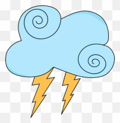 Swirly Cloud With Lightning - Cute Weather Clip Art Emoji,Cloud With Lightning Emoji