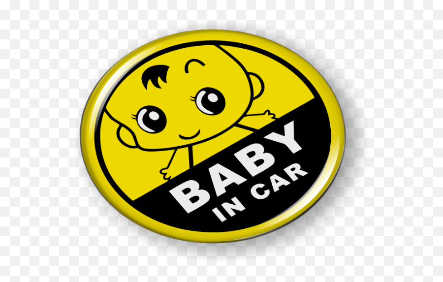 Baby In Car 3d Domed Emblem - Ok Baby Emoji,Look Left Emoticon Transparent Png
