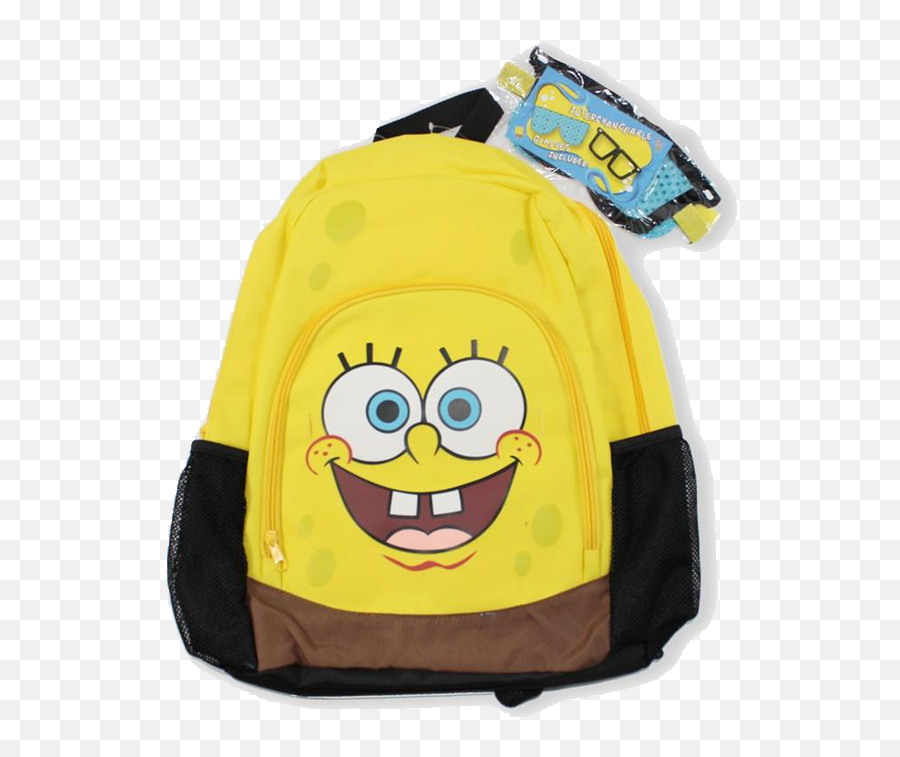 Spongebob Square Pants Big Face Backpack With Removable Glasses - Happy Emoji,French Horn Emoticon