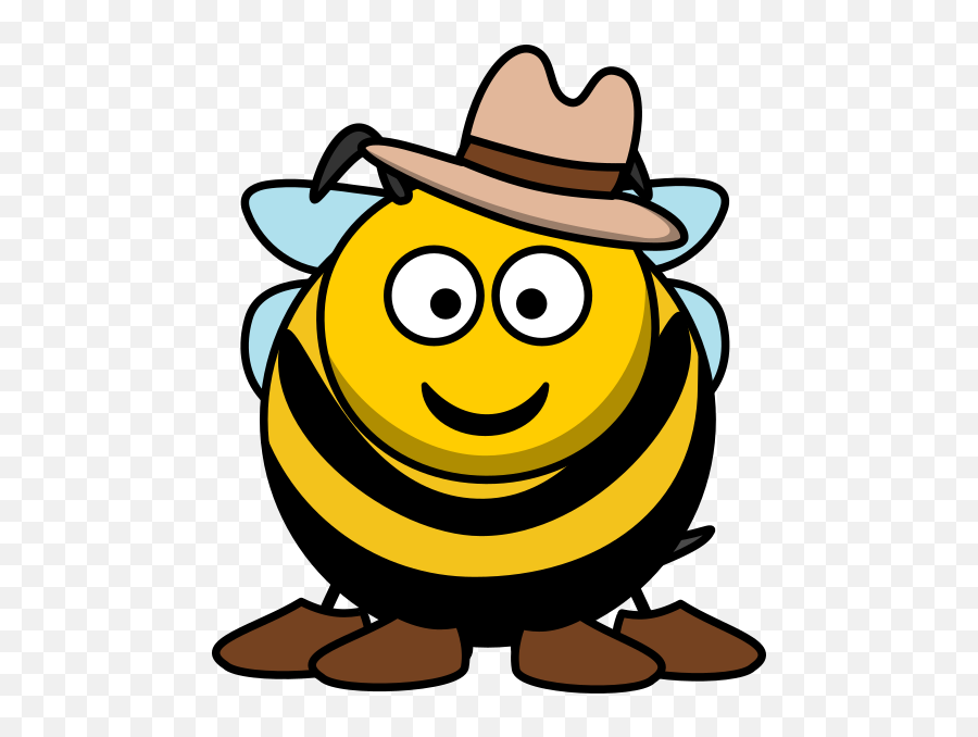 Cowboy Bee Clip Art At Clkercom - Vector Clip Art Online Bee Face Clipart Black And White Emoji,Western Happy Face Emoticon