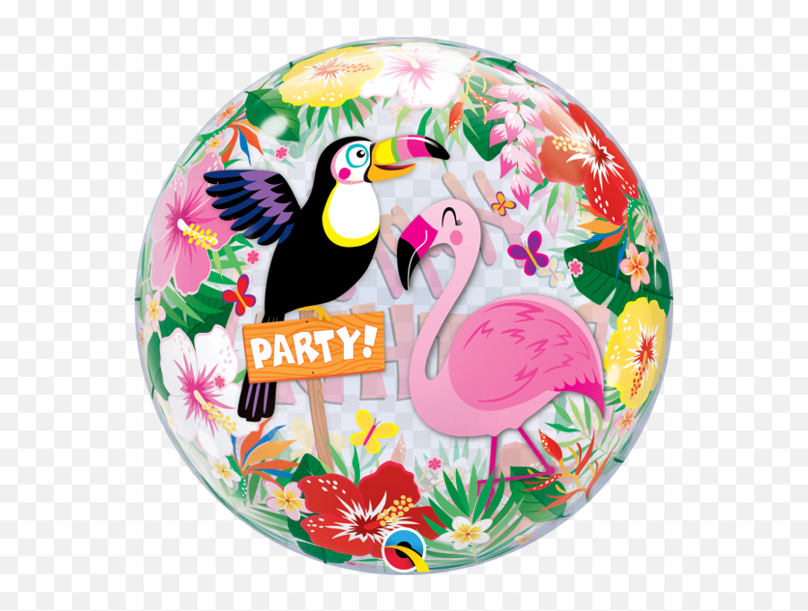 22 Inch Happy Birthday Tropical Luau Flowers Birds Bubbles Emoji,Animal Jam Mad Emoji Bubble
