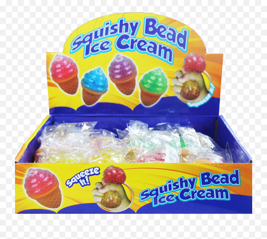 Squishy Bead Ice Cream Assorted Colours - Hard Candy Emoji,Emoji Squishy