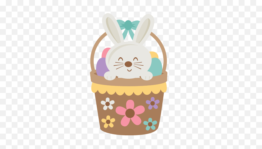 Library Of Cute Easter Basket Picture Royalty Free Download - Easter Bunny In Basket Clipart Emoji,Emoticon Easter Basket