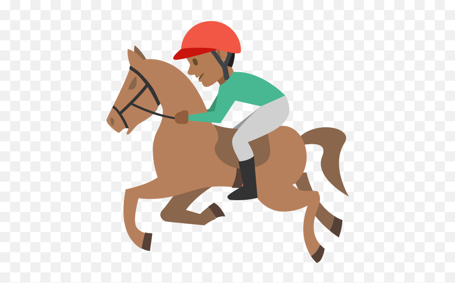 Carrera De Caballos Tono De Piel Oscuro Medio Emoji - Clipart Horse Riding Cartoon,Emoticon Fe Amor Con Las Manos