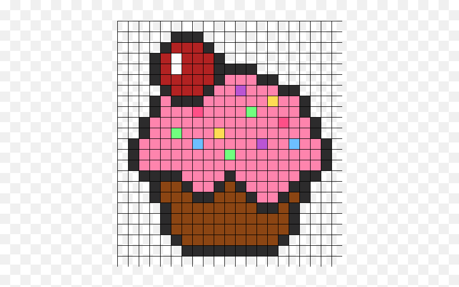 Cupcake Kandi Pattern Pixel Crochet Fuse Bead Patterns - Perler Bead Cupcake Emoji,Emoji Crochet Patterns