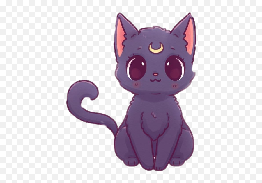 Gato Kawaii Negro Anime Sticker - Anime Animals Emoji,Dibujos Kawaii Emojis