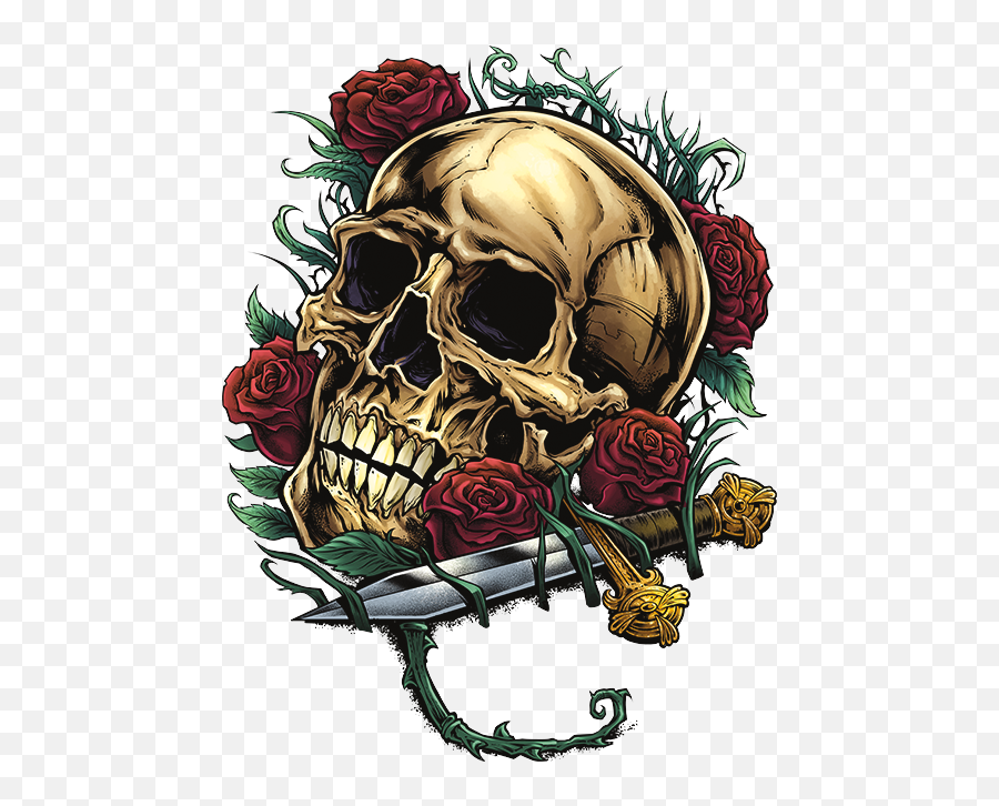 Skull Roses Dagger Knife Sticker - Skull And Roses Transparent Emoji,Broken Heart And Skull Emoji