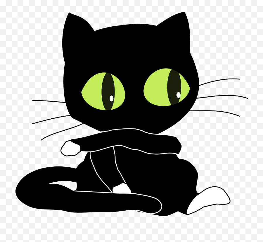 Free Animated Black And White Cat Download Free Clip Art - Black Cat Cartoon Png Emoji,Black Cat Emoji