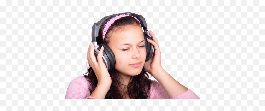 Smiling Girl Listening Music Headphone Png Png Mart Emoji,Emoji Headphone And Music