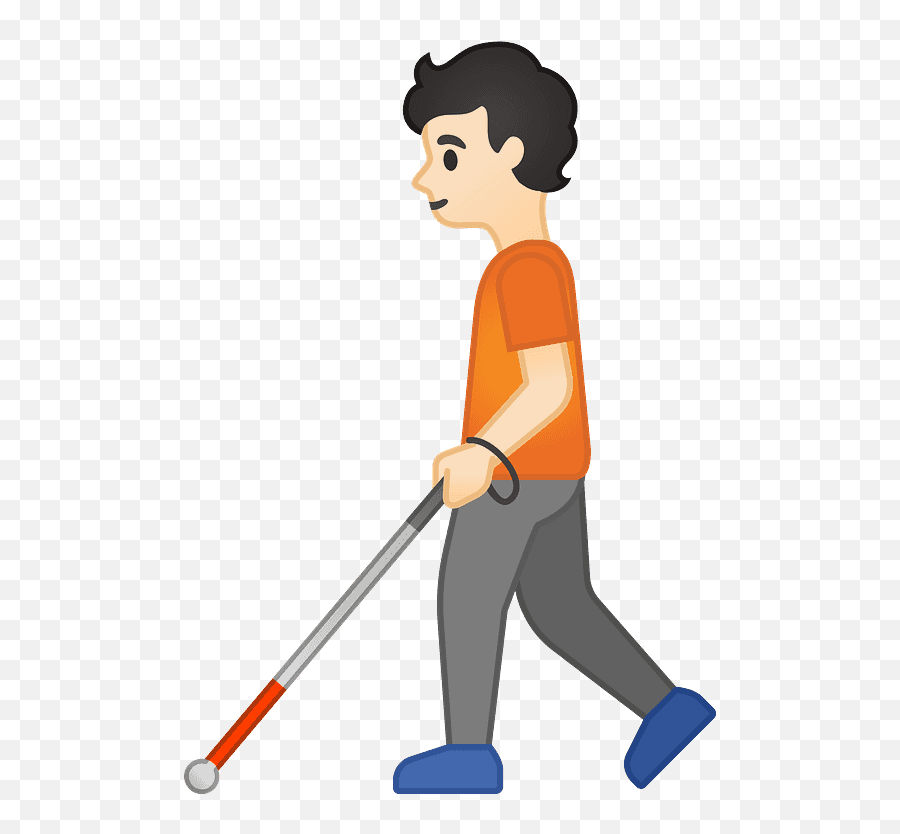 Person With White Cane Emoji Clipart - Walking Emoji Png White Cane,Bat Emoji