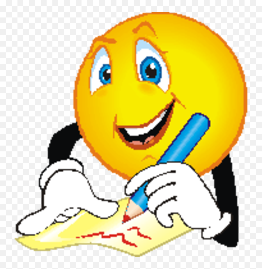 Smiley Clipart Writing Smiley Writing - Essay Writing Emoji,Writing Emoticon