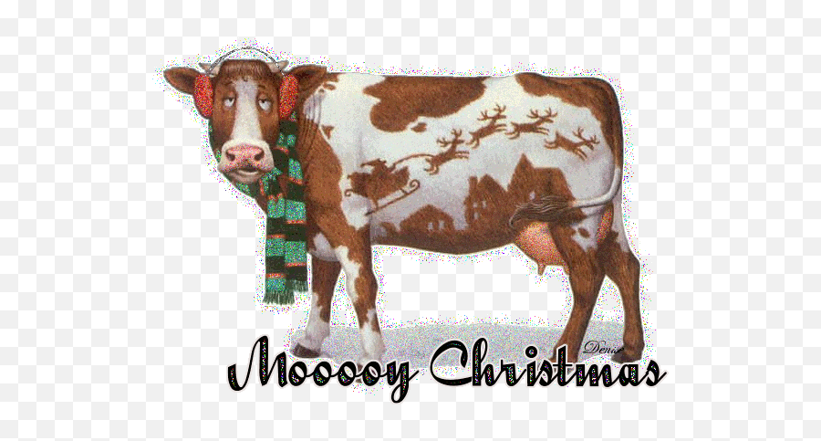 Glitter Gif Picgifs Cow 7433019 - Cow Merry Christmas Gif Emoji,Cow Fb Emoticon