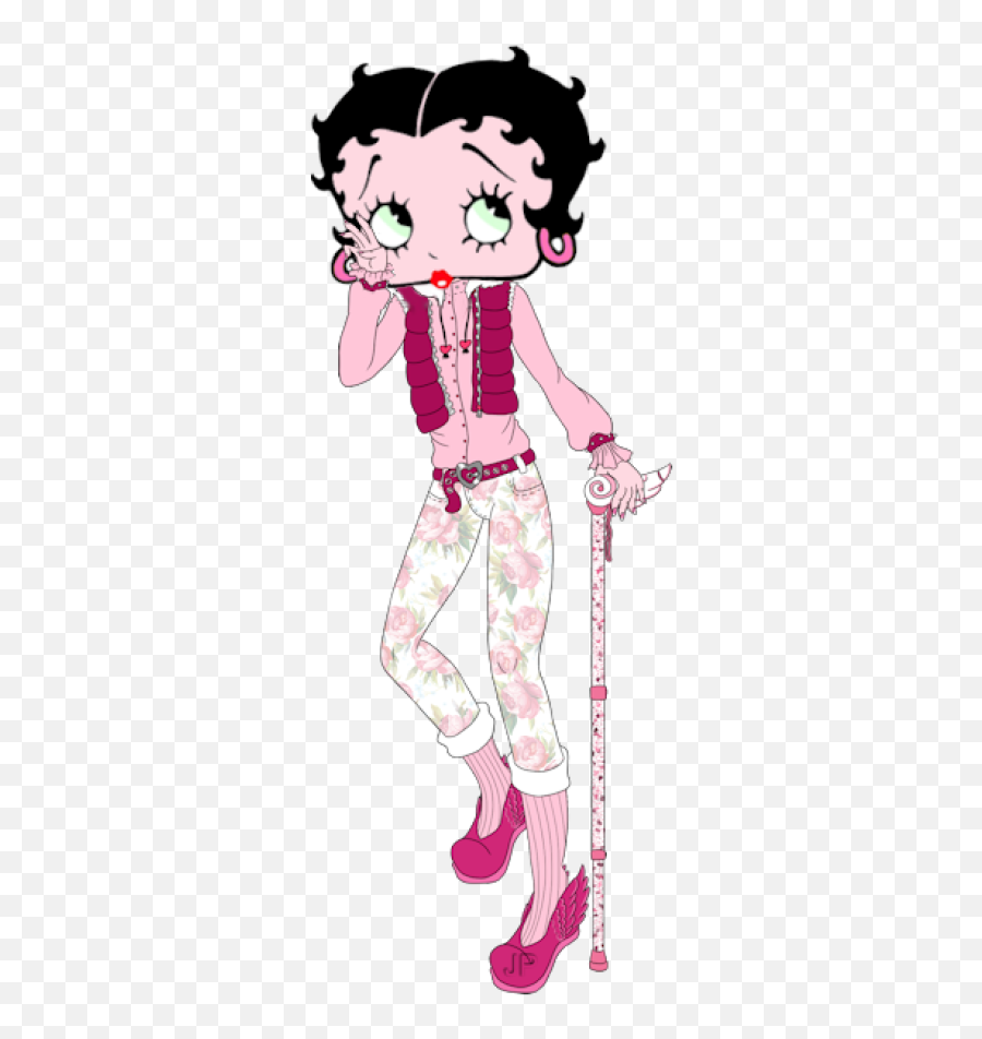 Download Free Png Betty Boop Spring Pink And Walking Stick - Pink Betty Boop Png Emoji,Boop Emoji