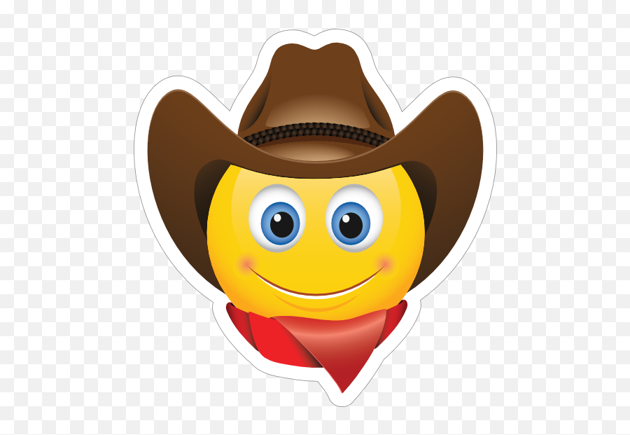 Cute Cowboy With Bandana Brown Hat Emoji Sticker - Smiley Face With Cowboy Hat,Arizona Flag Emoji