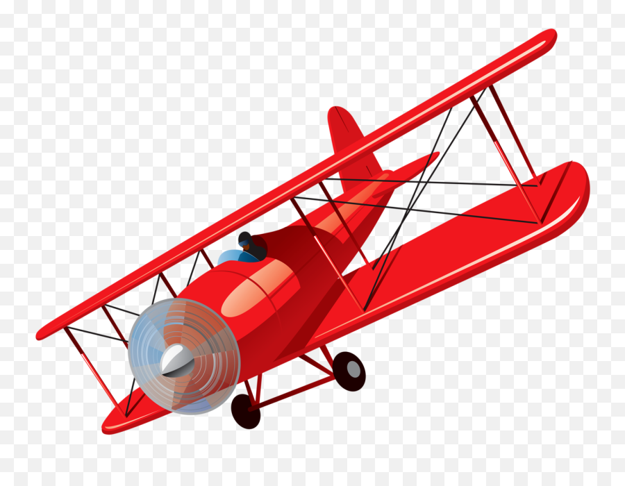 Airplane Clip Art Vector Graphics - Red Vintage Airplane Png Emoji,Biplane Emoji