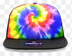 Tie Dye Print Trucker Snapback Flat Bill Hat - Decky 1079 Emoji,Billed Cap Emoji