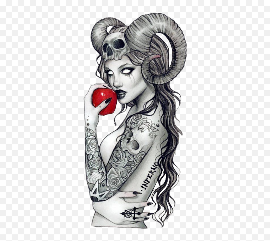 Tattoo Apple Redapple Pentagram Inferno - Supernatural Creature Emoji,Apple Devil Emoji