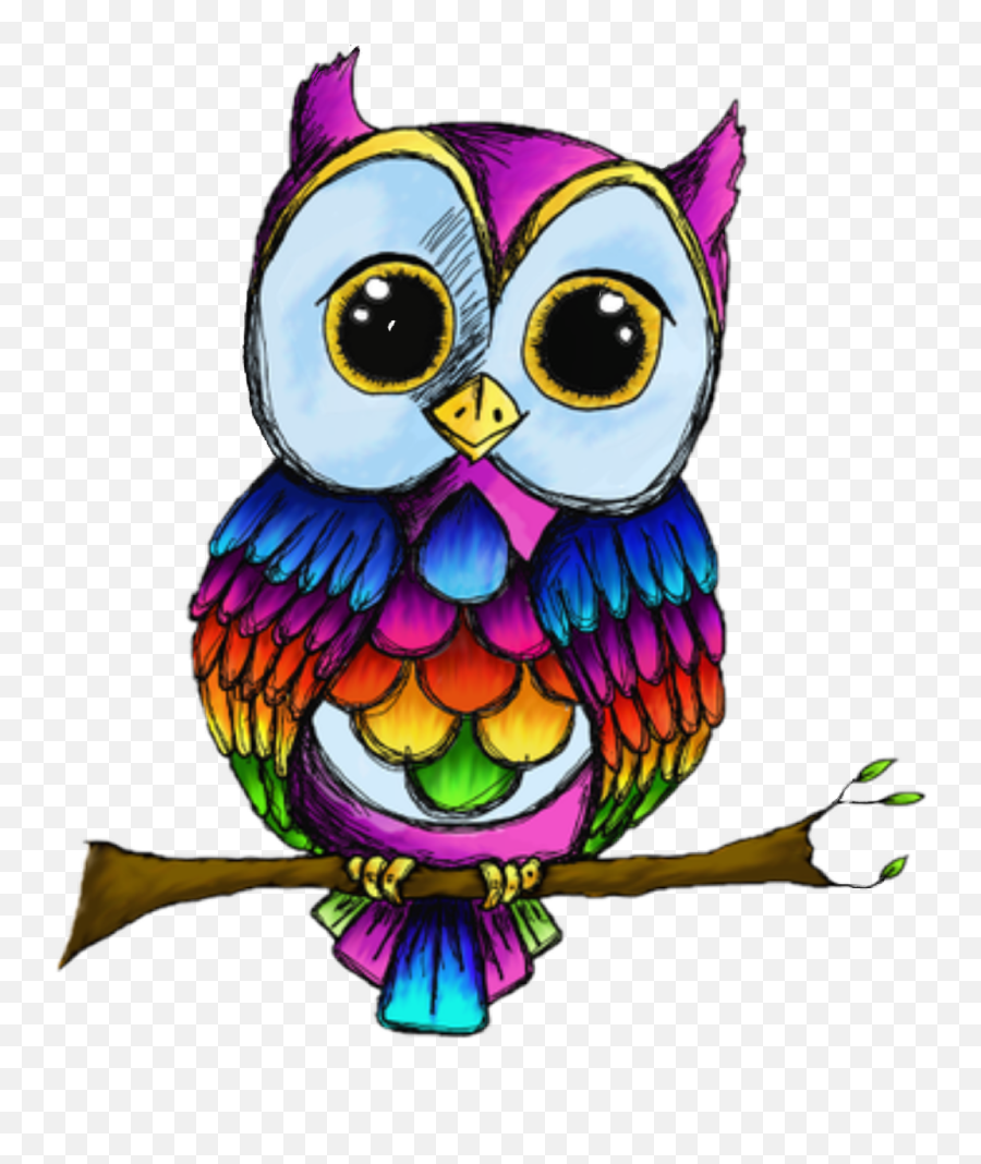 Scowls Sticker - Rainbow Owl Clipart Emoji,Scowl Emoji